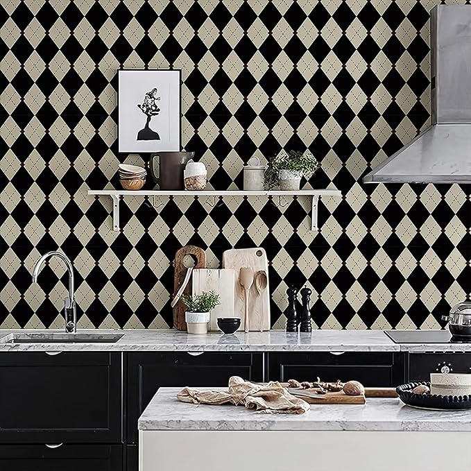 Simon&Siff Retro Peel and Stick Wallpaper Black and White Cream Wallpaper - Image 8