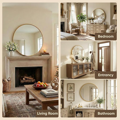Antok 24 Inch Round Mirror for Wall, Round Bathroom Mirror, Circle Wall Mirrors - Image 8