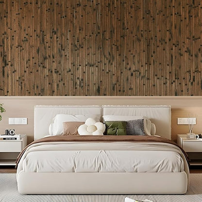 OUZUGIE 1 Pack 96x48 Inch Natural Bamboo Wall Panel – Brown Burned Pole Wrap - Image 8