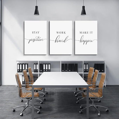 Framed Canvas Wall Art Positive Quote, Office Art, Motivational Artwork Set of - Image 5
