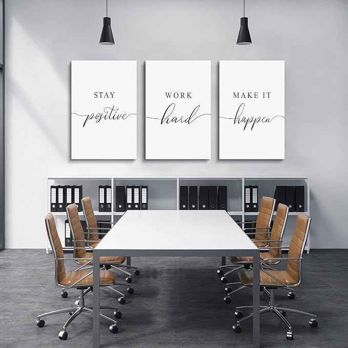 Framed Canvas Wall Art Work Quote, Office Wall Art Decor, Stay positive work - Image 3
