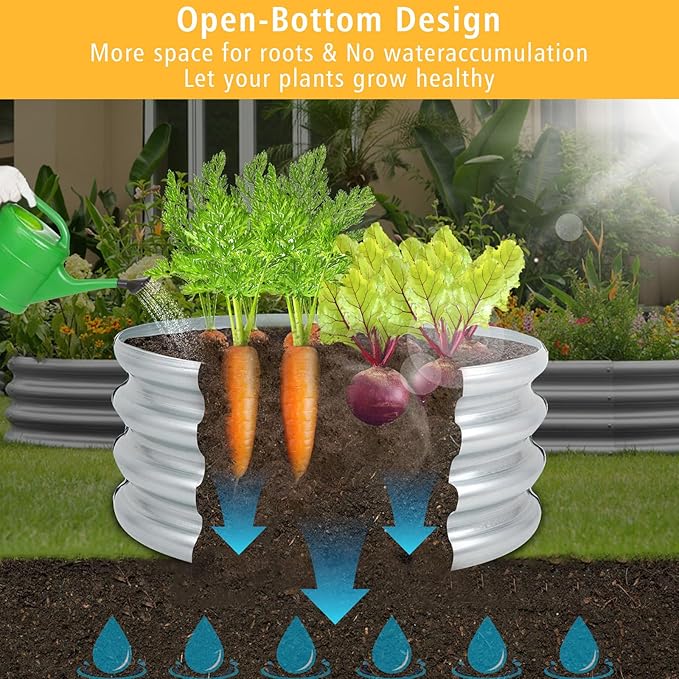 Outdoor Metal Galvanized Raised Planter Box,Rectangular Large Garden Bed Kit for Vegetables, Fruits, Flowers and Herbs 4X2X1 FT (2X2X1)