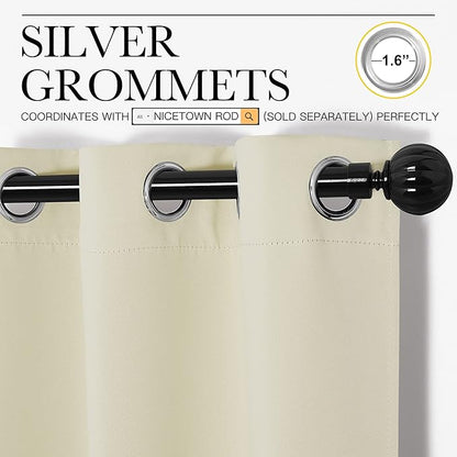 NICETOWN Beige Room Darkening Curtains 78" Long - Image 3