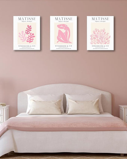 HesenDot Framed Matisse Pink Wall Art Set of 3, Minimalist Wall Decor, 12x16IN - Image 5