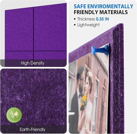 MaxGear Large Cork Board for Wall 36" x 24", Violet Bulletin Board, 6 Pack Felt - Image 2