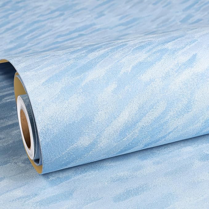 ReWallpaper 30in x 16.5ft Blue Textured Wallpaper Stick and Peel Crushed Velvet - Image 8