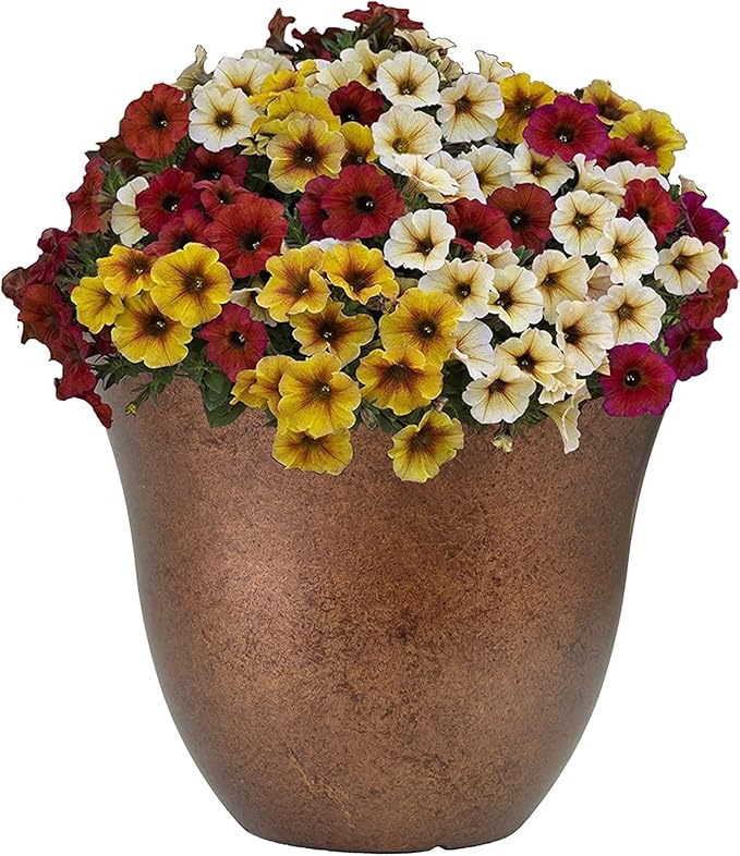 Classic Home and Garden Honeysuckle Resin Flower Pot Planter, Copper, 13"