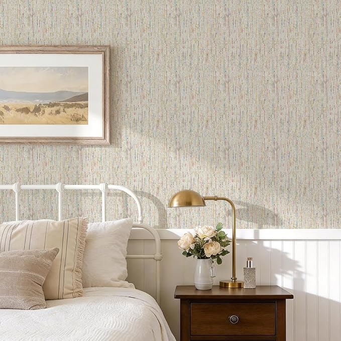 JiffDiff Woven Wallpaper Peel and Stick 17.3" x 120" Colorful Paint Grasscloth - Image 2