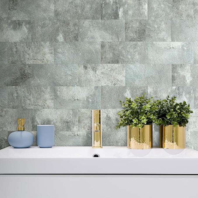 AULIGET 2-Piece Mountain Rock Peel and Stick Backsplash Wall Tiles, Laundry Room - Image 6