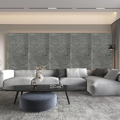 5-Pack 3D Faux Stone Wall Panels, PU Cement-Texture Wainscoting Panels - Image 5
