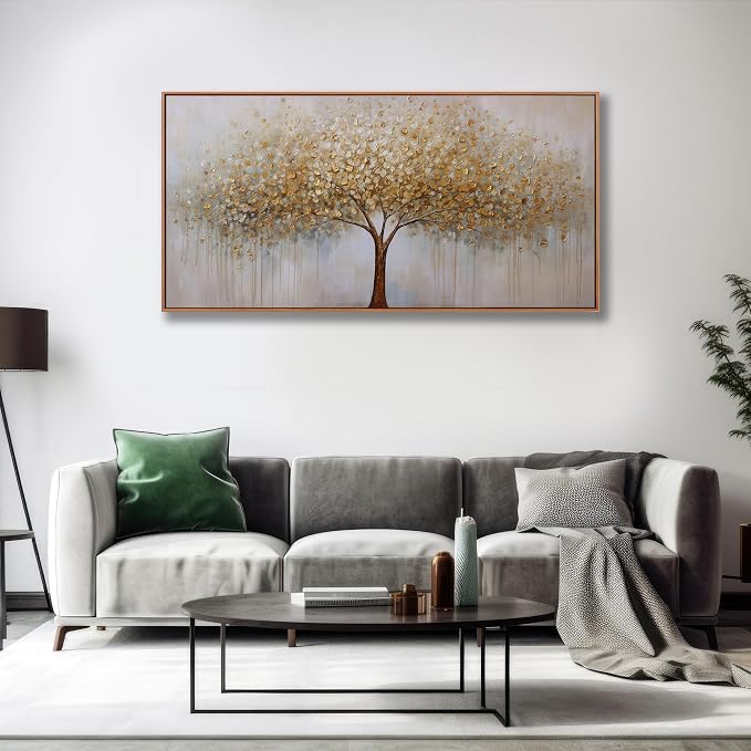 Wall Art Gold Abstract Tree of Life Framed Modern Artwork Canvas Painting - Image 3
