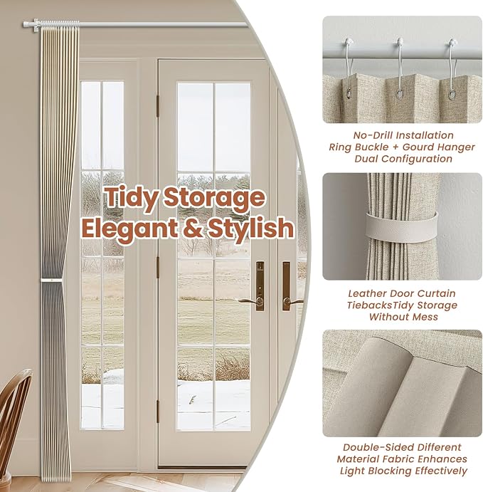 AJAZZ Blackout Accordion Door Curtain 98"x78" Cream Yellow - Image 5