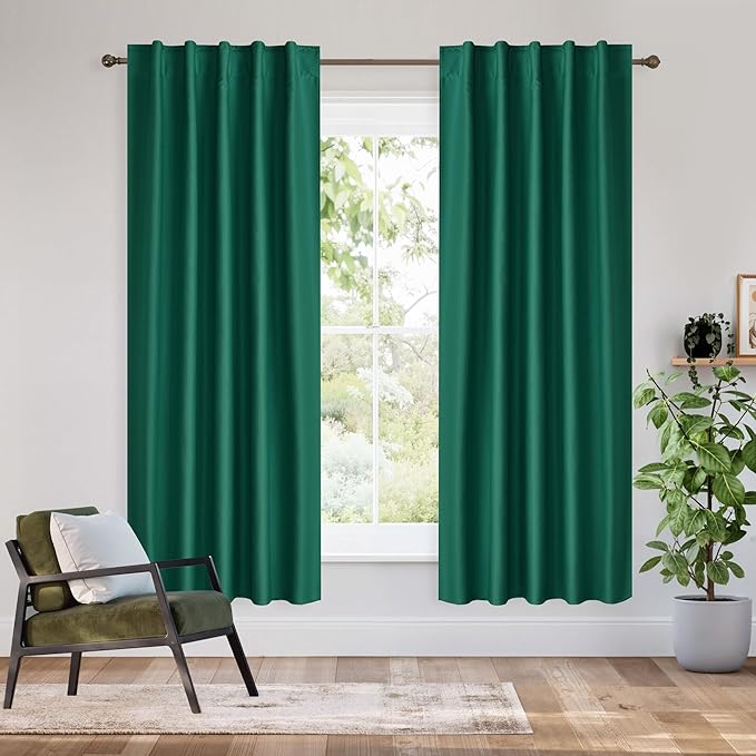 RYB HOME Bedroom Blackout Curtains 63 inches Long, 100% Blackout Thermal by RYBHOME
