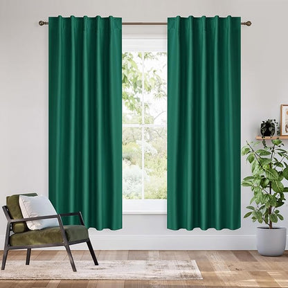 RYB HOME Bedroom Blackout Curtains 63 inches Long, 100% Blackout Thermal by RYBHOME
