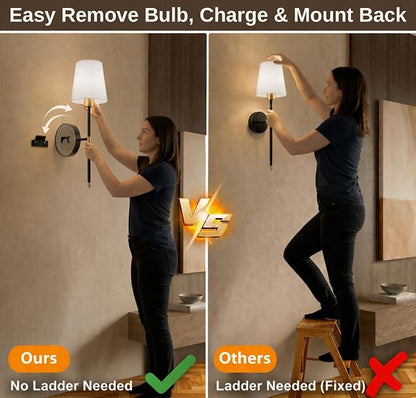 IRONPAX Wall Sconces Battery Operated Set of 2, Wireless Rechargeable Wall - Image 5
