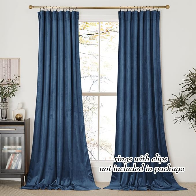 NICETOWN Navy Blue Velvet Curtains 84 inches - Image 3