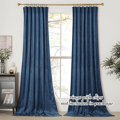 NICETOWN Navy Blue Velvet Curtains 84 inches - Image 3