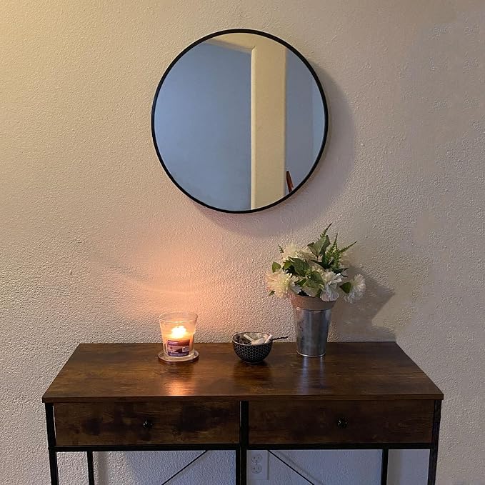 Oruii Small Round Mirror 16 inch, Small Black Circle Mirror Metal Frame - Image 5
