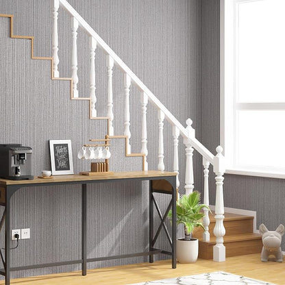 FUKU MON Grasscloth Fabric Wallpaper 24" X 394" Textured Mocha Gray Thick Linen - Image 5