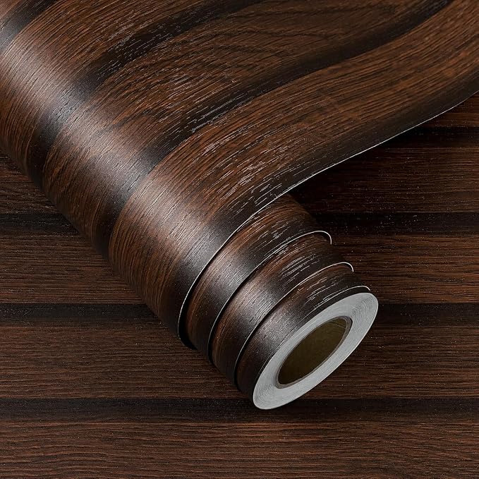 FunStick 36"x200" Dark Brown Slats Wood Peel and Stick Wallpaper Faux 3D Walnut - Image 7
