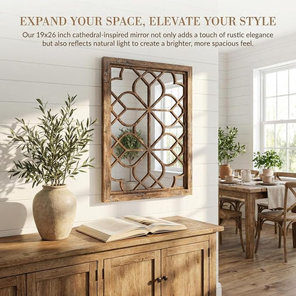Set of 2 19x26 Inch Large Redbrown Shatterproof Rectangular Wall Mirrors - Image 4