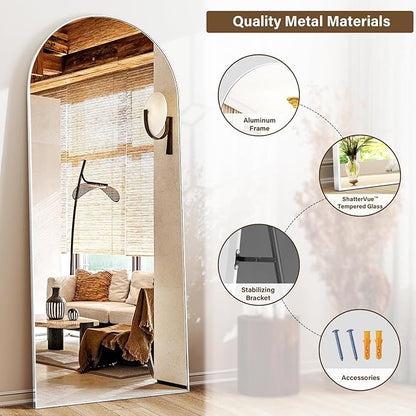 XRAMFY 56"x21" Floor Full Length Mirror Standing Full Body Rounded Corner - Image 5