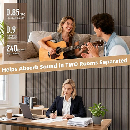 TO-TH Wood-Look Acoustic Panel, 4 Pack 47.2” x 23.6” Soundproof Wall Panels - Image 4
