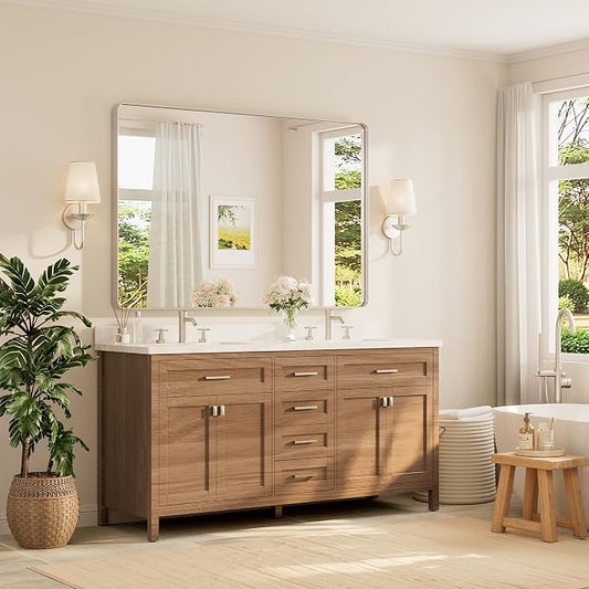 TETOTE 60 x 40 Inch Brushed Nickel Mirror - Image 2