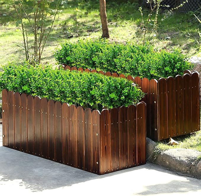 Artificial Plants Flowers Grass Shrubs 8 Pack No Fade Faux Plastic Flowers Outdoor for Farmhouse Garden Porch Patio Indoor Wedding Decoration Greenery Fake Plants uv Resistant (1#Green)