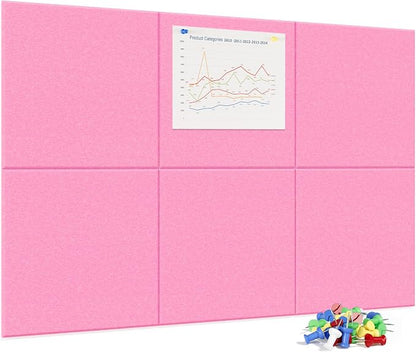 Neatsure Large Cork Board for Wall, 6 Panels Felt Tiles Tack Push Pin Board for by Neatsure
