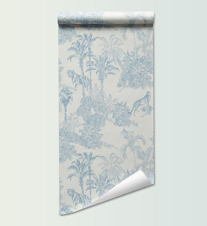 RollsRolla Toile Blue and White Peel and Stick Wallpaper Accent Wall French - Image 5