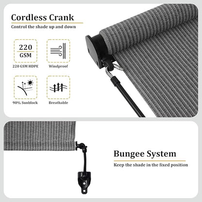 Shade&Beyond Outdoor Roller Shades 4' W x 8' H Cordless Patio Roll Up Blinds - Image 5