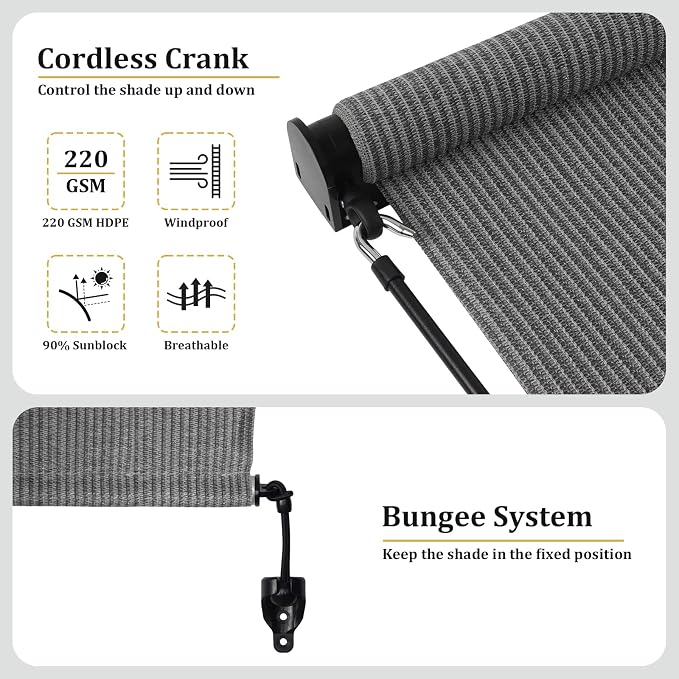 Shade&Beyond Outdoor Roller Shades 4' W x 8' H Cordless Patio Roll Up Blinds - Image 5