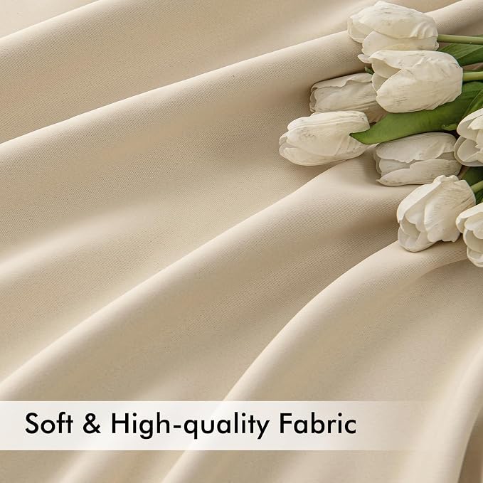 MIULEE Back Tab Cream Beige Curtains 102 Inch Long 2 Panels Set - Image 6