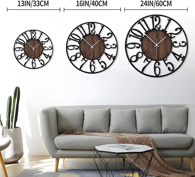 LEIKE Large Wall Clocks for Living Room, Non Ticking, Battery Operated - Image 4