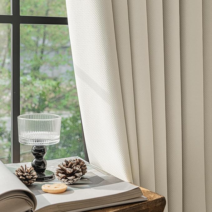 FMFUNCTEX 100% Beige Blackout Curtains - Image 6