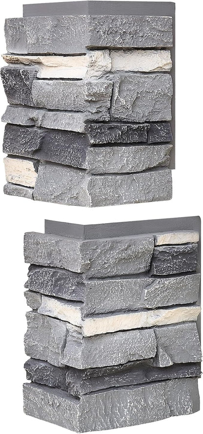 1.77 Inch Deep 3D Faux Stone Corner Panels Matching 2 Piece Set - Image 3