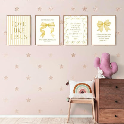 LARTSFRO Coquette Yellow Bow Jesus Wall Art Decor Posters, Butter Yellow Bow - Image 3