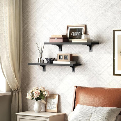 HOOBRO Floating Shelves for Wall, 15.4" Wall Mounted Shelves Set of 2, Hanging - Image 5