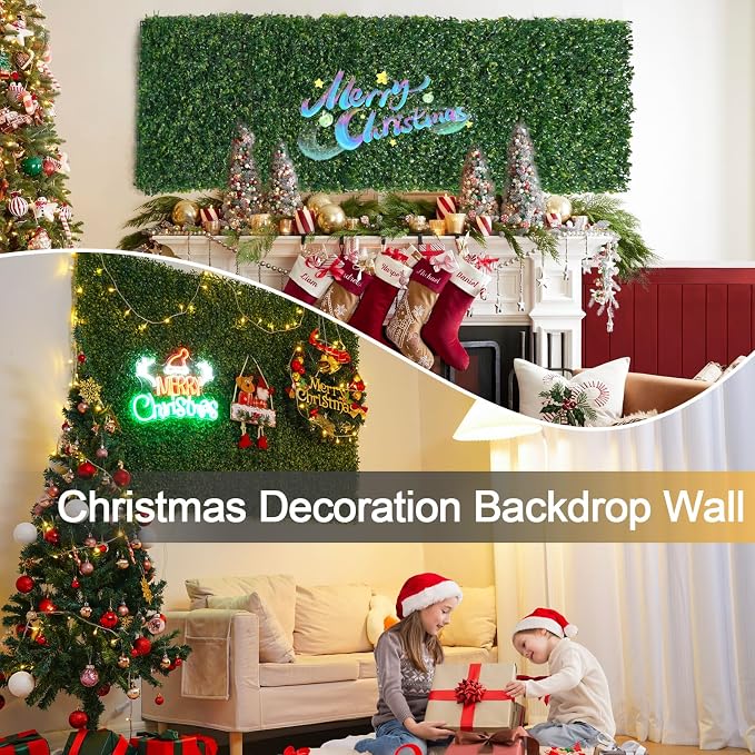 Luyue 12PCS 20”×20” Boxwood Panels, Artificial Grass Wall Panels Fake Greenery - Image 2