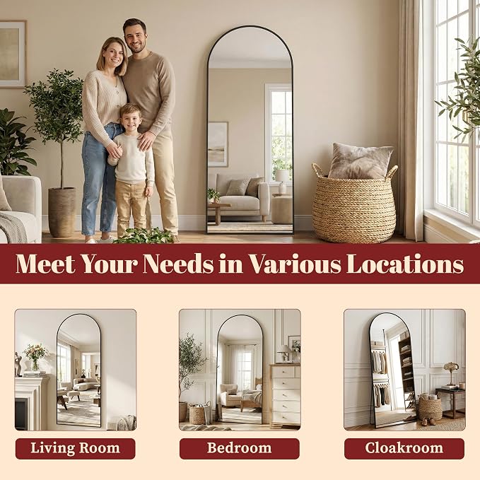 Suidia 88"x44" Arched Full Length Mirror - Image 9