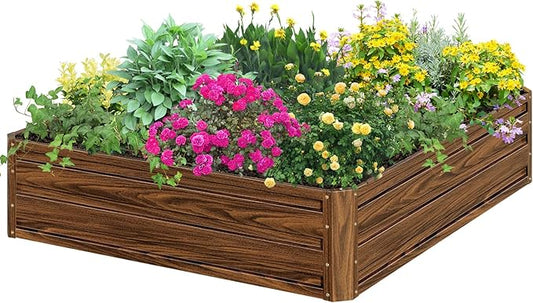SnugNiture Galvanized Raised Garden Bed 4x4x1FT Outdoor Large Metal Planter Box Steel Kit for Planting Vegetables, Flowers