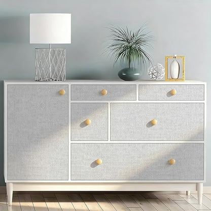 Grasscloth Peel and Stick Wallpaper, Light Grey Vintage Textured Faux Linen - Image 8