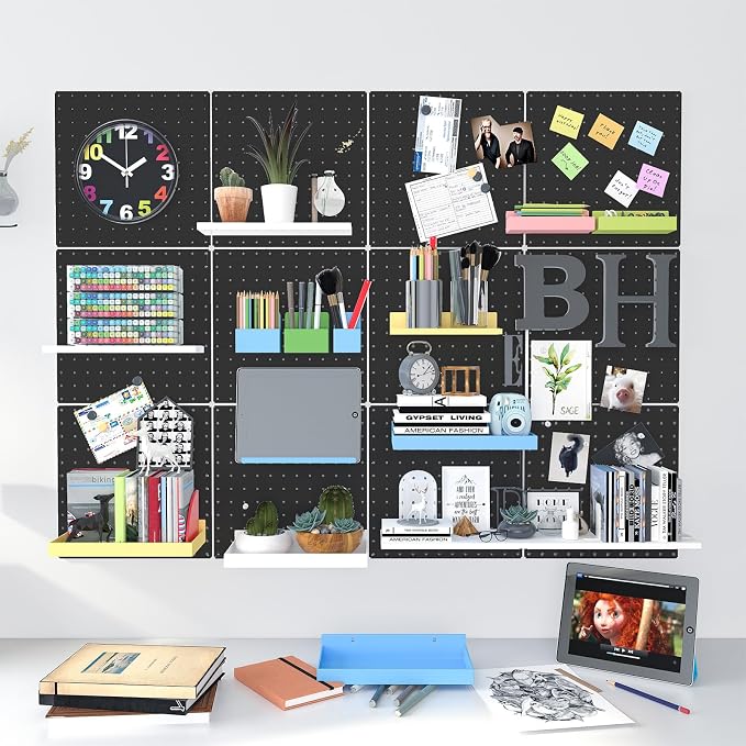 Peg Board, 4 Pack Metal Pegboard Panels Black Pegboards Wall Organizer - Image 8