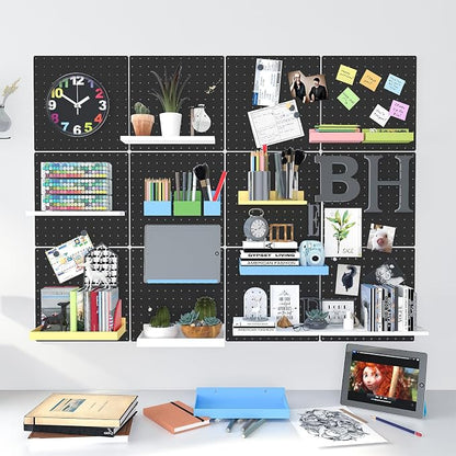Peg Board, 4 Pack Metal Pegboard Panels Black Pegboards Wall Organizer - Image 8