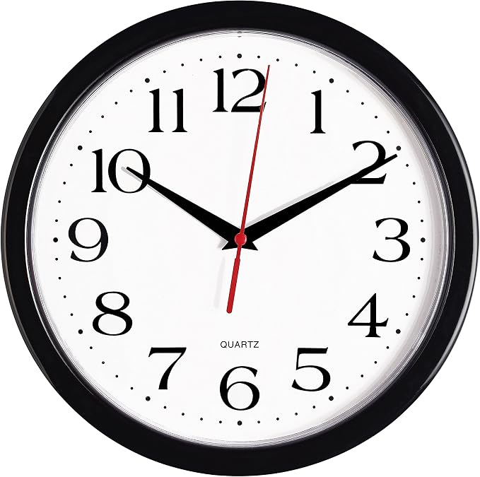 Bernhard Products Black Wall Clock Silent Non Ticking 10 Inch Quality Quartz by BernhardProducts