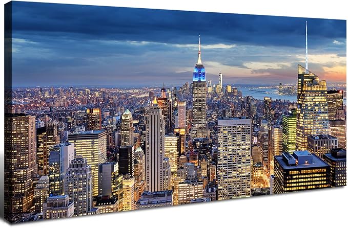 Large New York City Wall Art NYC Skyline Picture Office Wall Decor Modern by HOME
