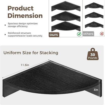 Corner Shelves 3-Pack for Bathroom & Kitchen, Space-Saving Floating Corner Wall - Image 5