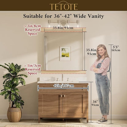 TETOTE Brushed Nickel Mirror 36 x 36 Inch - Image 8