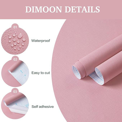 Dimoon 17.7''x393'' Peel and Stick Wallpaper Pink Contact Paper - Image 3